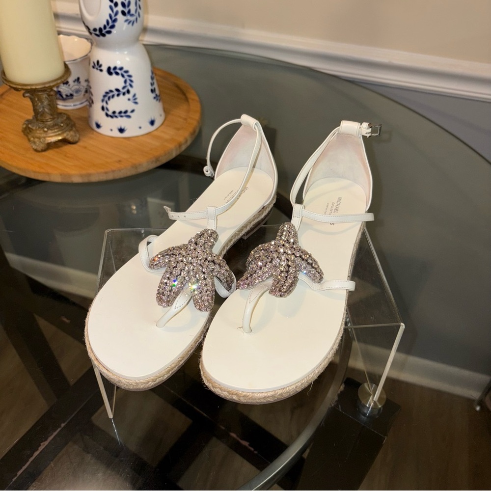 Michael Kors White Sandals with Rhinestone Starfish